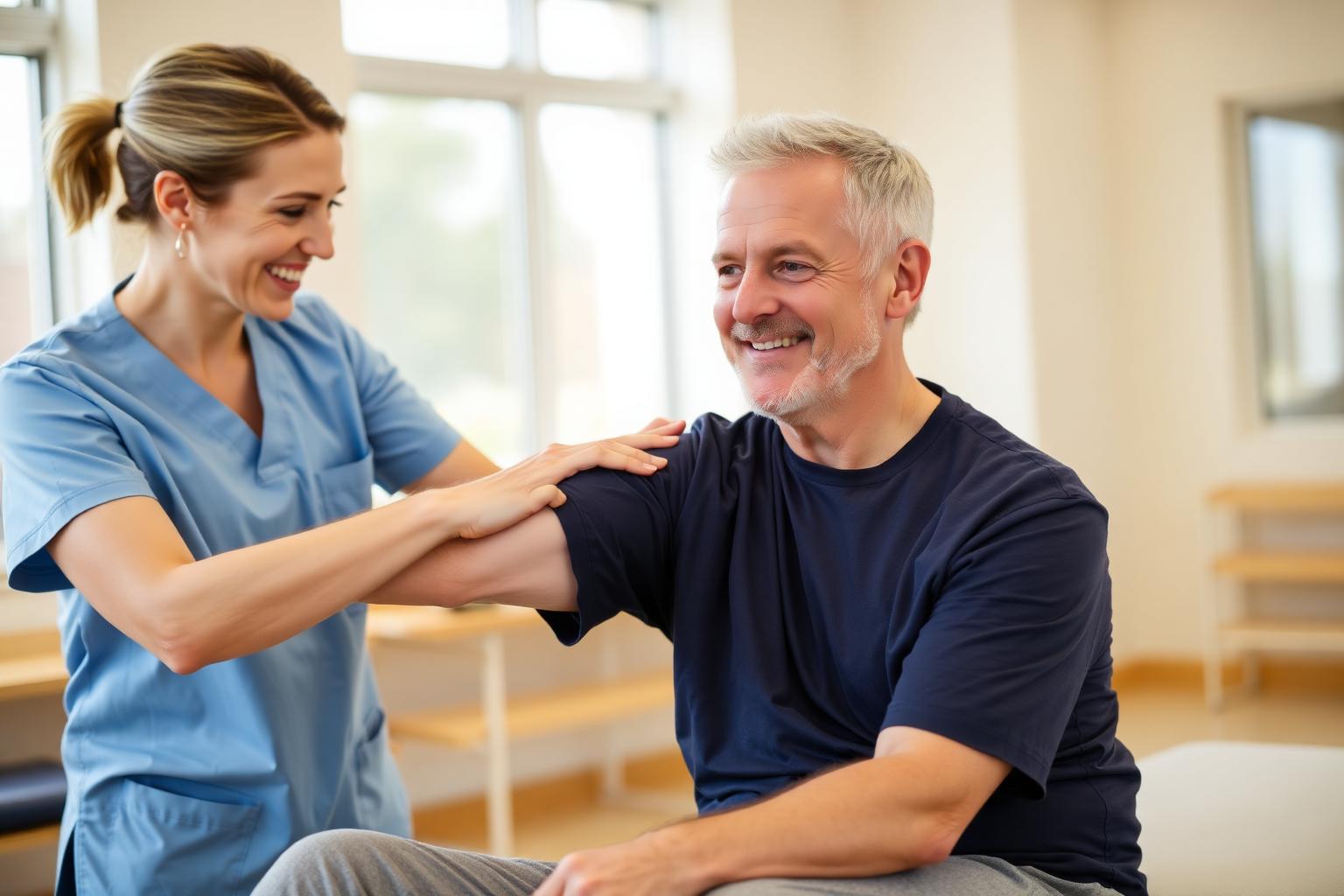 Therapist working with a patient in a modern clinic